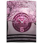dixtime Wanduhr XXL 3D Optik asiatisch pink Kirschblüten 50x70 cm leises Uhrwerk GR-013