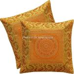 Goldene Quadratische Sofakissenbezüge mit Mandala-Motiv aus Brokat 40x40 