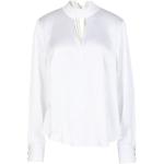 Reduzierte Weiße Unifarbene Langärmelige DKNY Rollkragen Festliche Blusen mit Knopf aus Satin für Damen Größe L 