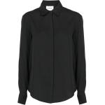 Reduzierte Schwarze Unifarbene Langärmelige DKNY Hemdblusen mit Knopf für Damen Größe S 