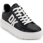 Reduzierte Schwarze DKNY Low Sneaker aus Kalbsleder für Damen Größe 38,5 
