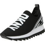 Schwarze Slip-on Sneaker ohne Verschluss aus Textil für Damen Größe 39,5 mit Absatzhöhe bis 3cm 