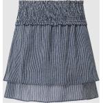 Marineblaue Gestreifte DKNY Mini Jeans-Miniröcke Gesmokte aus Chiffon für Damen Größe XS 