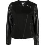 Schwarze Casual DKNY Übergangsjacken aus Leder für Damen Größe XS 