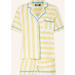 Gelbe Gestreifte DKNY Pyjamas kurz aus Jersey für Damen Größe M 