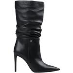 Schwarze Unifarbene DKNY Pfennigabsatz High-Heel Stiefel aus Leder Gefüttert für Damen Größe 41 für den für den Winter 