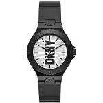 Reduzierte Schwarze 5 Bar wasserdichte Wasserdichte DKNY Damenarmbanduhren mit Analog-Zifferblatt mit Mineralglas-Uhrenglas zum Schwimmen 