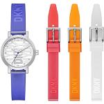 Reduzierte Weiße 3 Bar wasserdichte Wasserdichte DKNY Stahlarmbanduhren mit Analog-Zifferblatt mit Mineralglas-Uhrenglas für Damen 