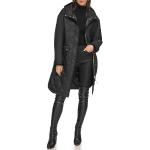 DKNY Women's Button Down Long Quilted Coat, Black, XS