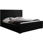 Schwarze Kingsize Betten aus Stoff mit Stauraum 160x200 