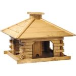 DOBAR Rustikales Vogelhaus mit Holzdach - braun braun