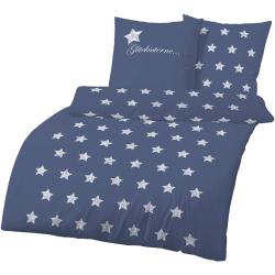 Dobnig Feinbiber Bettwäsche Sterne dunkelblau, 155 x 220 cm - B-Ware sehr gut