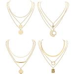 Reduzierte Boho Zweireihige Halsketten & Mehrlagige Halsketten mit Insekten-Motiv aus Gold handgemacht für Damen 