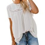 Weiße Elegante Kurzärmelige Rundhals-Ausschnitt T-Shirts aus Chiffon für Damen Größe L für den für den Sommer 
