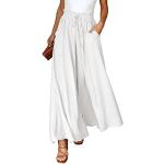 Reduzierte Weiße Unifarbene Loose Fit Palazzo-Hosen mit Rüschen aus Viskose maschinenwaschbar für Damen Größe S 