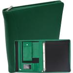 Grüne Schreibmappen & Collegemappen mit Reißverschluss DIN A4 aus Leder für Herren 