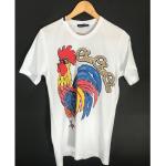 Schwarze Vintage T-Shirts mit Vogel-Motiv mit Pailletten aus Baumwolle für Herren Größe L 