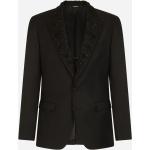 Schwarze Bestickte Dolce & Gabbana Dolce Smoking-Blazer mit Knopf aus Wolle für Herren Übergrößen 