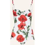 Reduzierte Rote Blumenmuster Dolce & Gabbana Dolce Bandeau Badeanzüge mit Cutwork aus Polyamid mit verstellbaren Trägern für Damen Größe S 