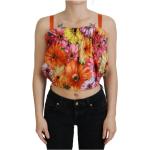 Reduzierte Bunte Blumenmuster Ärmellose Dolce & Gabbana Dolce Tank-Tops aus Baumwolle Cropped für Damen Größe XS für den für den Sommer 
