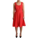Reduzierte Rote Gepunktete Ärmellose Dolce & Gabbana Dolce Kleider A-Linie mit Reißverschluss aus Baumwolle für Damen Größe M 