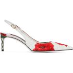 Reduzierte Weiße Blumenmuster Dolce & Gabbana Dolce Spitze Slingback Pumps mit Riemchen aus Baumwolle für Damen Größe 37,5 mit Absatzhöhe 5cm bis 7cm 