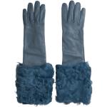 Reduzierte Blaue Dolce & Gabbana Dolce Gefütterte Handschuhe aus Leder für Damen für den für den Winter 