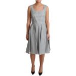 Dolce & Gabbana, Graues gepunktetes Baumwoll-A-Linien-Kleid Gray, Damen, Größe: M