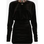 Schwarze Langärmelige Dolce & Gabbana Dolce Mini Samtkleider mit Reißverschluss aus Satin für Damen Größe S für den für den Winter 