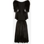 Schwarze Langärmelige Dolce & Gabbana Dolce Maxi Sommerkleider mit Reißverschluss aus Kunstfell für Damen Größe S 