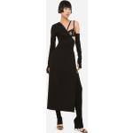 Schwarze Dolce & Gabbana Dolce One-Shoulder-Kleider mit Ländermotiv mit Reißverschluss aus Jersey für Damen Größe L 