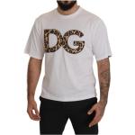 Reduzierte Weiße Animal-Print Kurzärmelige Dolce & Gabbana Dolce T-Shirts mit Leopard-Motiv für Herren Größe L 