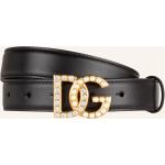Reduzierte Schwarze Dolce & Gabbana Dolce Ledergürtel mit Perlen aus Glattleder für Damen Länge 85 
