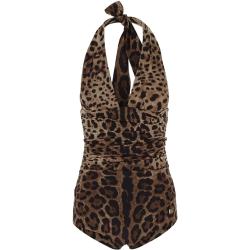 Dolce & Gabbana, Leopard Badeanzug Brown, Damen, Größe: S