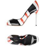 Reduzierte Schwarze Gestreifte Dolce & Gabbana Dolce Offene Pfennigabsatz Peep Toe Pumps aus Leder für Damen Größe 35,5 