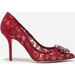 Rote Dolce & Gabbana Dolce Spitze Damenpumps aus Leder Größe 34 mit Absatzhöhe über 9cm 