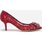 Rote Dolce & Gabbana Dolce Spitze Damenpumps aus Leder Größe 37,5 mit Absatzhöhe 5cm bis 7cm 