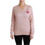 Reduzierte Pinke Blumenmuster Dolce & Gabbana Dolce V-Ausschnitt Damensweatshirts aus Seide Größe M 