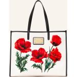 Rote Blumenmuster Dolce & Gabbana Dolce Canvas Shopper mit Reißverschluss aus Leder für Damen 