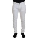 Reduzierte Weiße Dolce & Gabbana Dolce Slim Fit Jeans mit Reißverschluss aus Baumwolle für Herren Größe S 