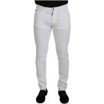 Reduzierte Weiße Dolce & Gabbana Dolce Slim Fit Jeans mit Reißverschluss aus Baumwolle für Herren Größe XS 