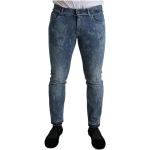 Reduzierte Blaue Dolce & Gabbana Dolce Slim Fit Jeans mit Reißverschluss aus Baumwolle für Herren Größe 5 XL 