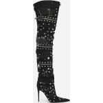 Schwarze Dolce & Gabbana Dolce Damenoverkneestiefel mit Nieten aus Lammleder Größe 38 mit Absatzhöhe über 9cm 
