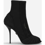 Schwarze Dolce & Gabbana Dolce Offene Peeptoe Stiefeletten & Peeptoe Boots aus Kalbsleder für Damen Größe 36,5 mit Absatzhöhe über 9cm 