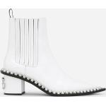 Weiße Dolce & Gabbana Dolce Stiefeletten & Boots mit Nieten mit Nieten aus Kalbsleder für Damen Größe 39,5 mit Absatzhöhe 5cm bis 7cm 