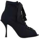 Schwarze Dolce & Gabbana Dolce Offene Peeptoe Stiefeletten & Peeptoe Boots mit Schnürsenkel aus Leder für Damen Größe 40 