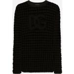 Schwarze Langärmelige Dolce & Gabbana Dolce Rundhals-Ausschnitt Häkelpullover aus Polyamid für Herren Größe XL für den für den Herbst 