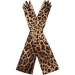 Reduzierte Braune Animal-Print Dolce & Gabbana Dolce Lange Handschuhe für Damen Größe L 