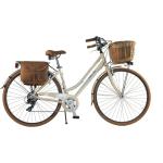 Dolce Vita by Canellini Fahrrad Citybike Frau Aluminium mit Korb und Tasche - Beige 43