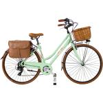 Dolce Vita by Canellini Fahrrad Citybike Frau Aluminium mit Korb und Tasche - Hellgrun 50